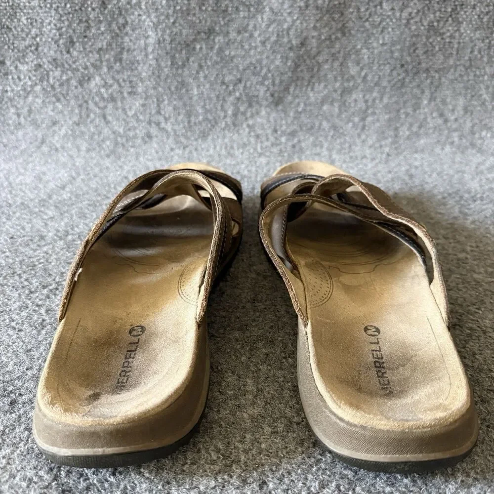 Merrell Boulder Men's Slide Sandals Brown Leather Slip-On Comfort US 11 EU 44